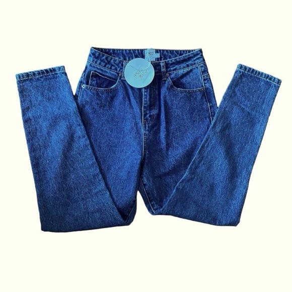 Princess Polly Tyler Dark Wash Cotton Denim Jeans - Picture 1 of 5